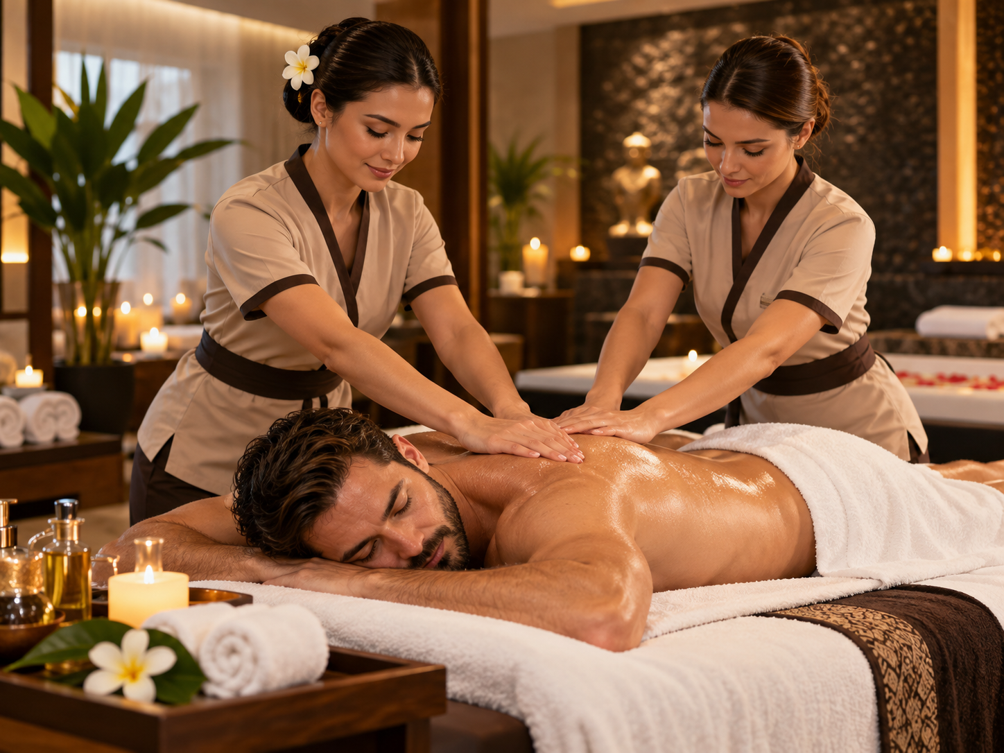 Luxury spa four hand massage room